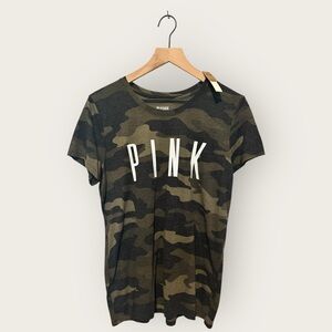 Victoria’s Secret Pink Large Camo Camouflage Short Sleeve Shirt Top